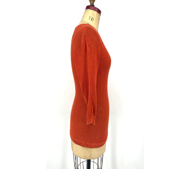 Banana Republic Burnt Orange Linen Lightweight Knit Sweater S - Picture 3 of 7
